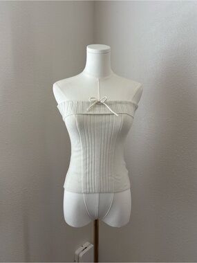 Knit White Bow Tube Top (S)